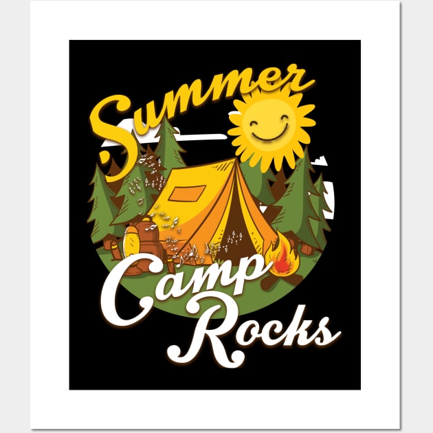 Cute Summer Camp Rocks Camping Fun Campers Wall Art by theperfectpresents